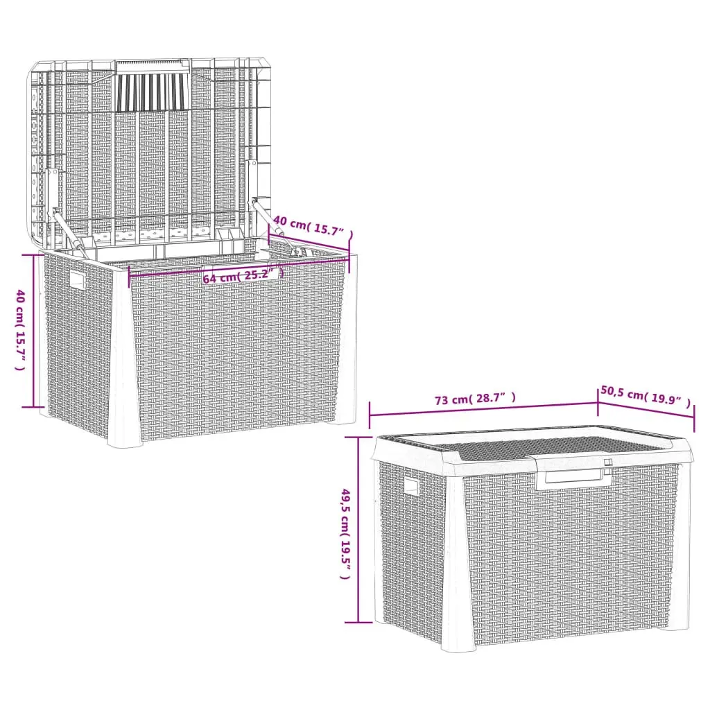 125L Anthracite Rattan Look Storage Box