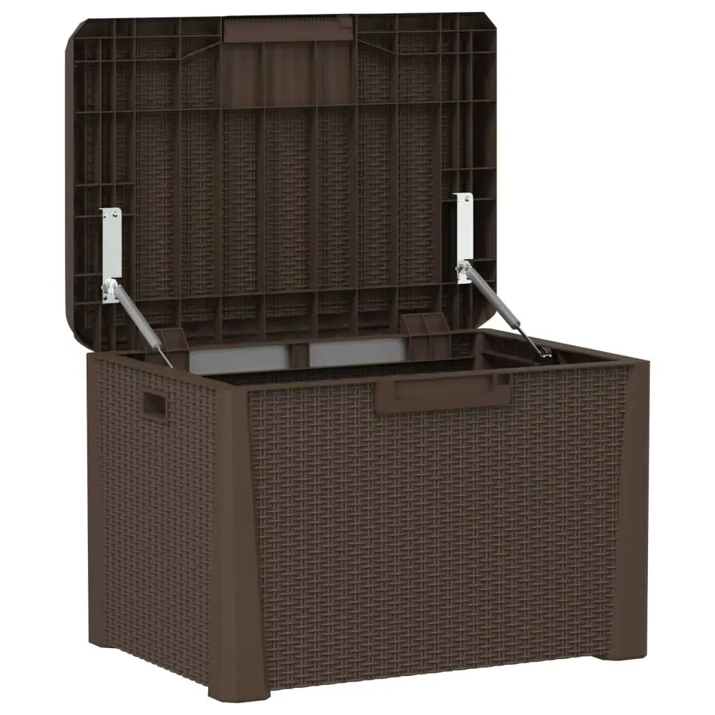 Garden Storage Box Brown 125L Outdoor Cushion Chest Rattan Look Patio Furniture