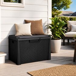 Anthracite Garden Storage Box with 125L Capacity and Cushion