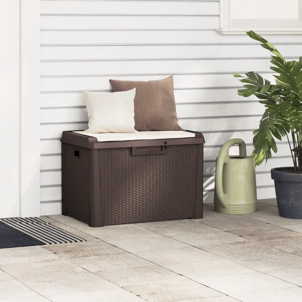 Garden Storage Box Outdoor Patio 125L with Seat Cushion Brown