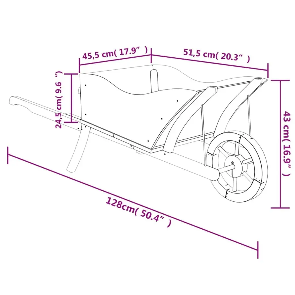 Wooden Wheelbarrow Planter for Garden 128 x 45.5 x 43 cm