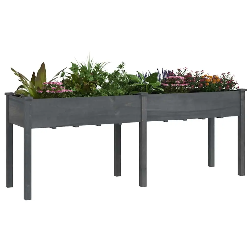 Wooden Planter Box for Garden Balcony 203 x 53 x 76 cm Grey