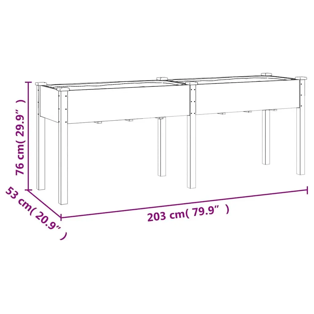 Wooden Planter Box for Garden Balcony 203 x 53 x 76 cm Grey