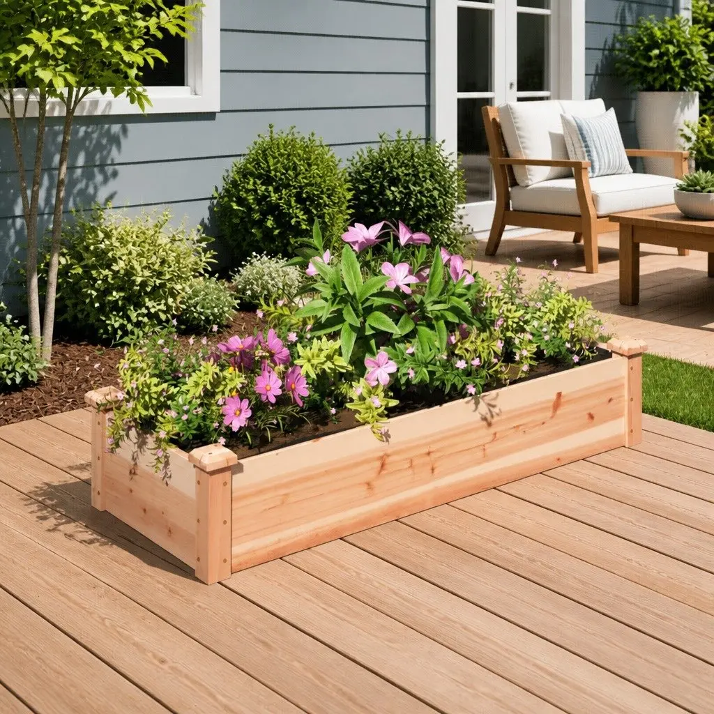 Solid Wood Garden Raised Bed for Vegetables Herbs Flowers 120x45x25 cm