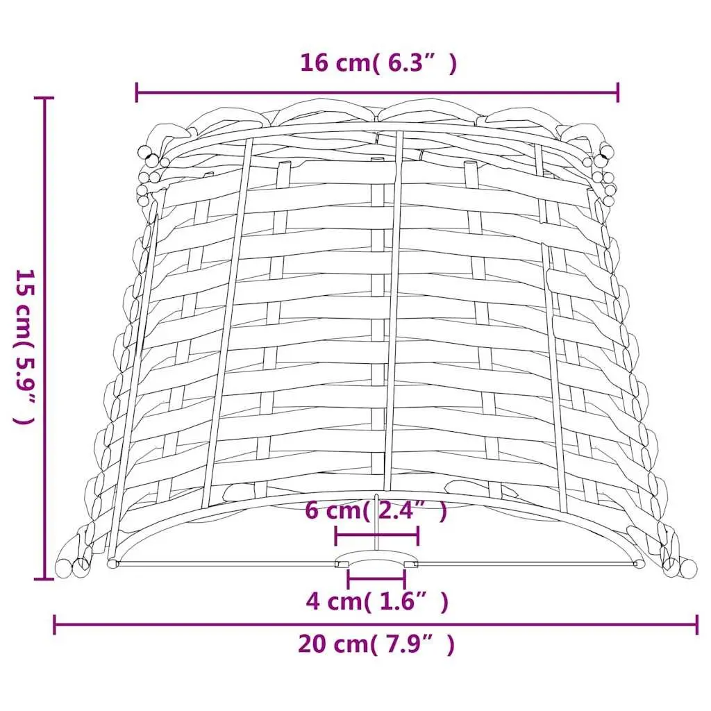 Wicker Lamp Shade Brown Ceiling Table Light Fixture 20 cm Diameter 15 cm Height