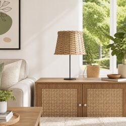 Wicker Lamp Shade Brown Ceiling Light Pendant Table Fixture Home Decor Ø25x17cm