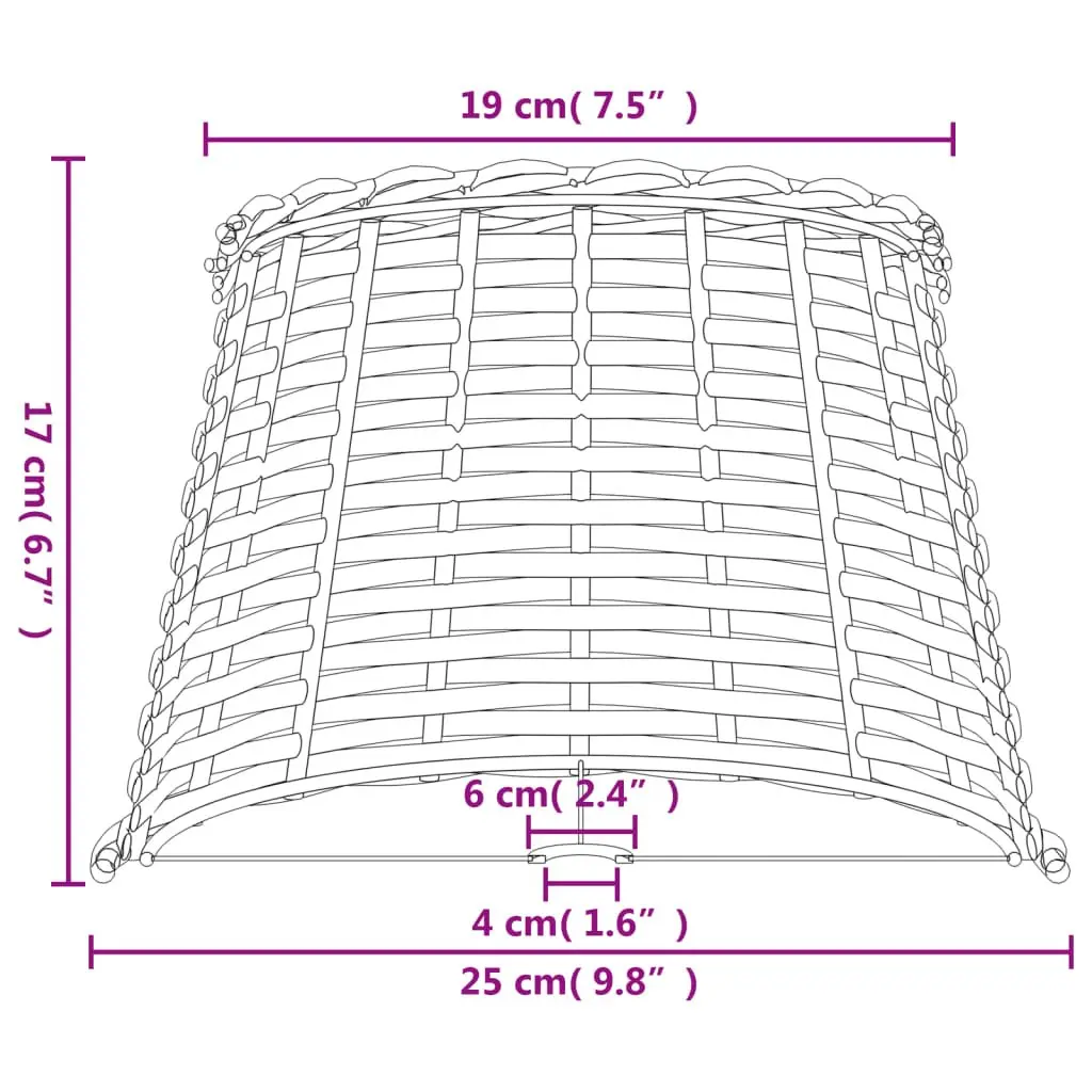 Wicker Lamp Shade Brown Ceiling Light Pendant Table Fixture Home Decor Ø25x17cm