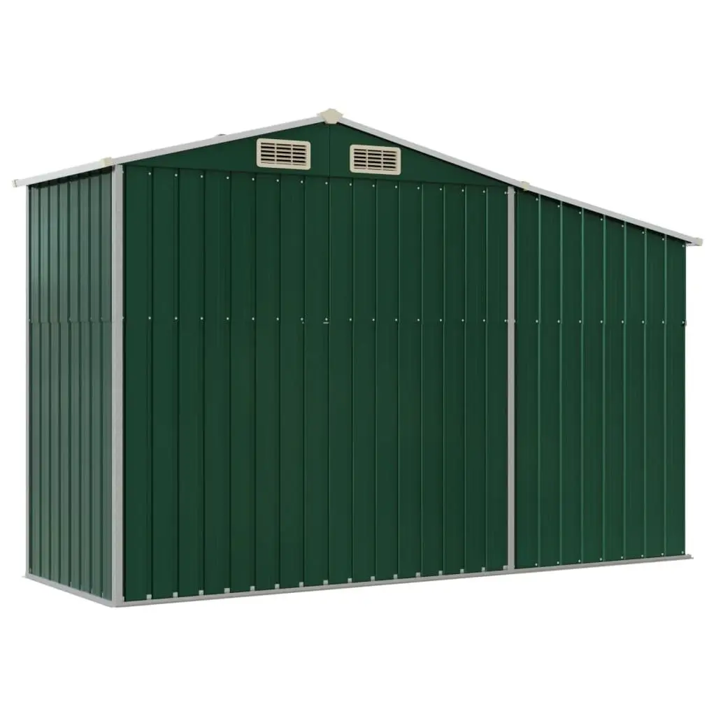 Garden Shed Green Metal Outdoor Storage Firewood Stand Ventilation Sloping Roof