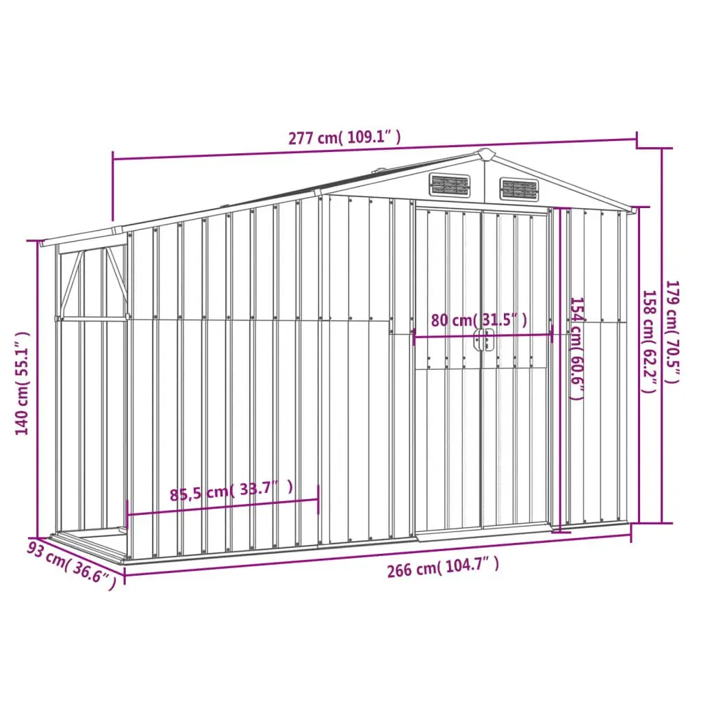Garden Shed Green Metal Outdoor Storage Firewood Stand Ventilation Sloping Roof
