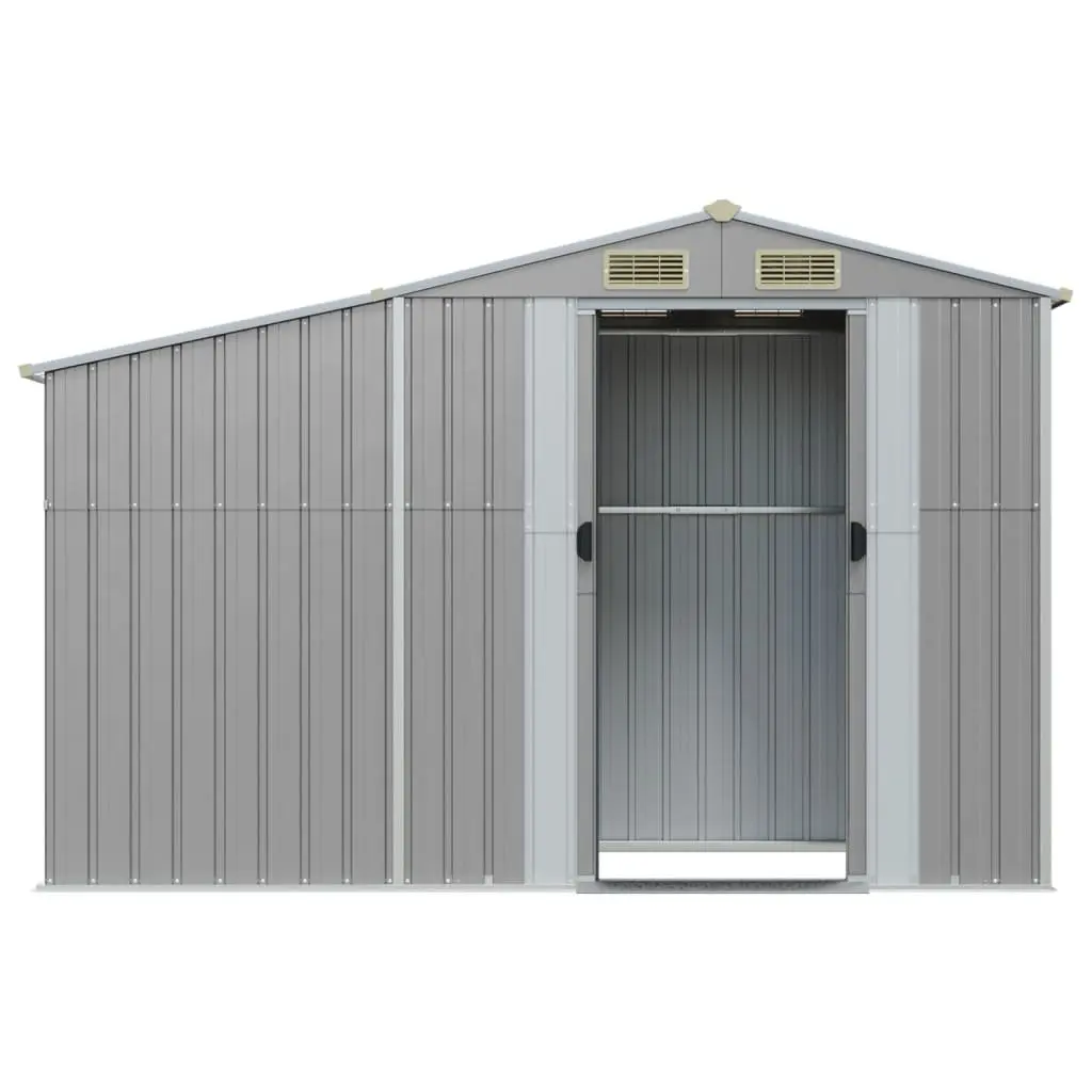 Garden Shed Outdoor Storage Grey Metal 277x93x179cm
