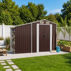 Garden Shed Specs: 277x93x179 cm Galvanised Steel Tool House