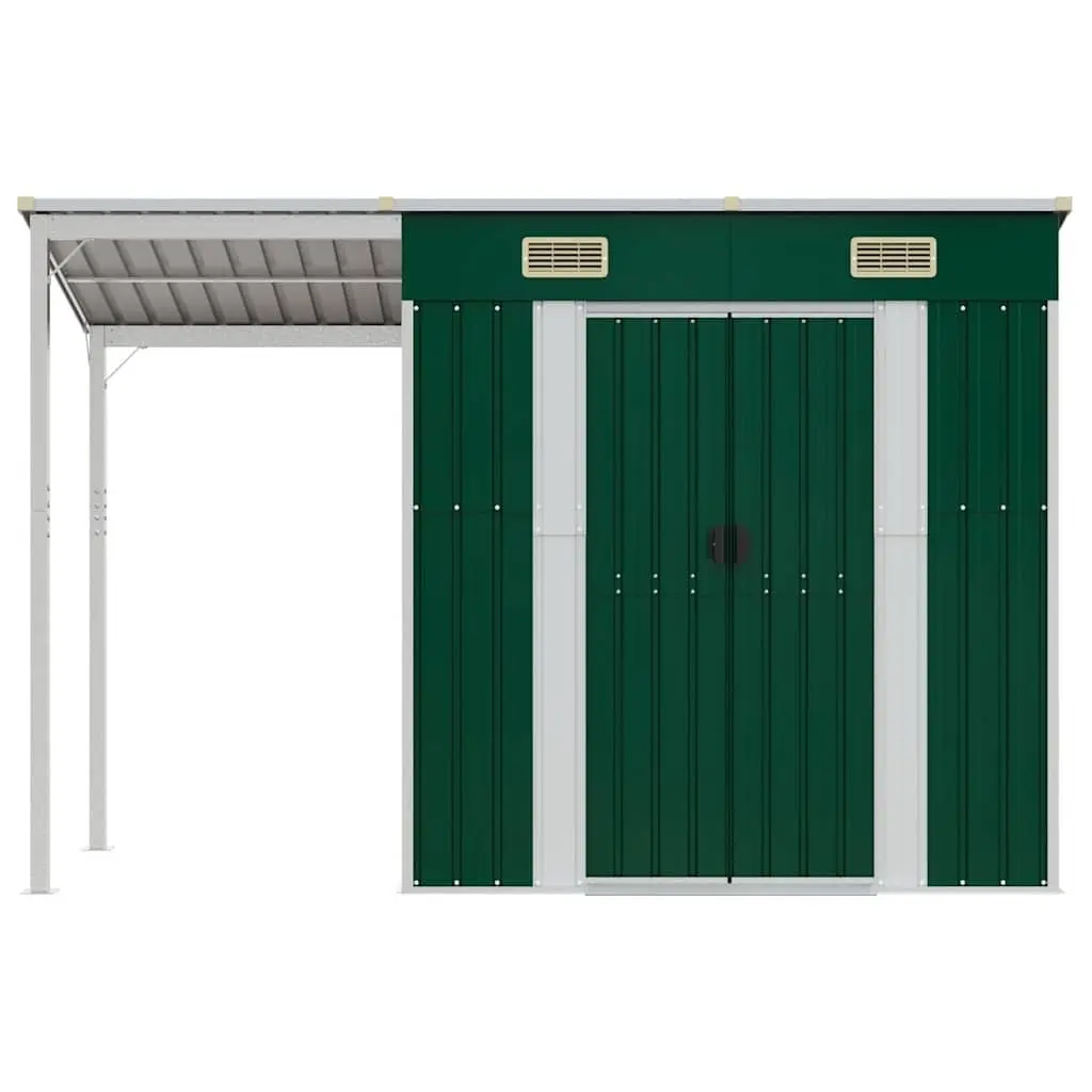 Garden Shed Outdoor Tool House Green Steel 277x107x181cm