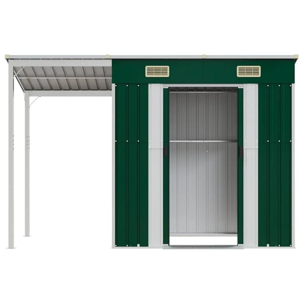 Garden Shed Outdoor Tool House Green Steel 277x107x181cm