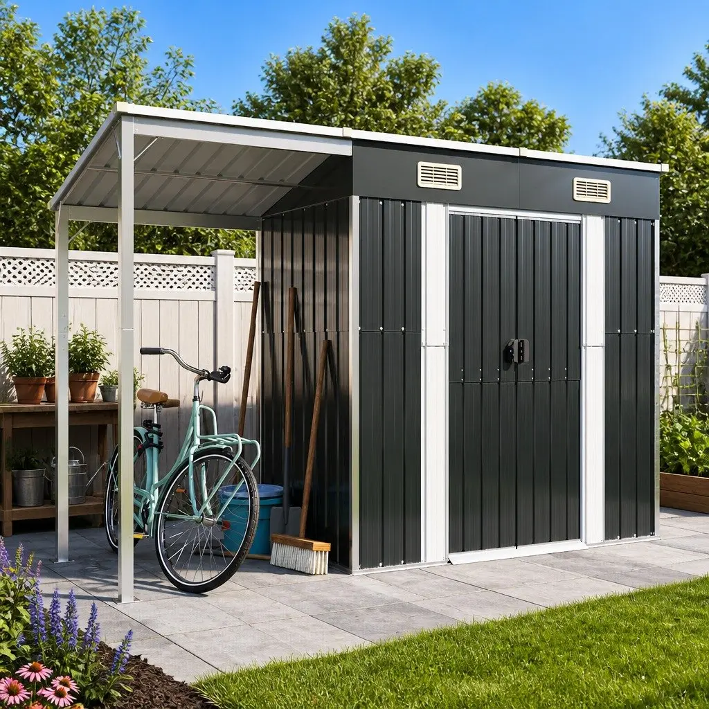 Garden Shed Outdoor Storage 277x107x181cm Anthracite Steel