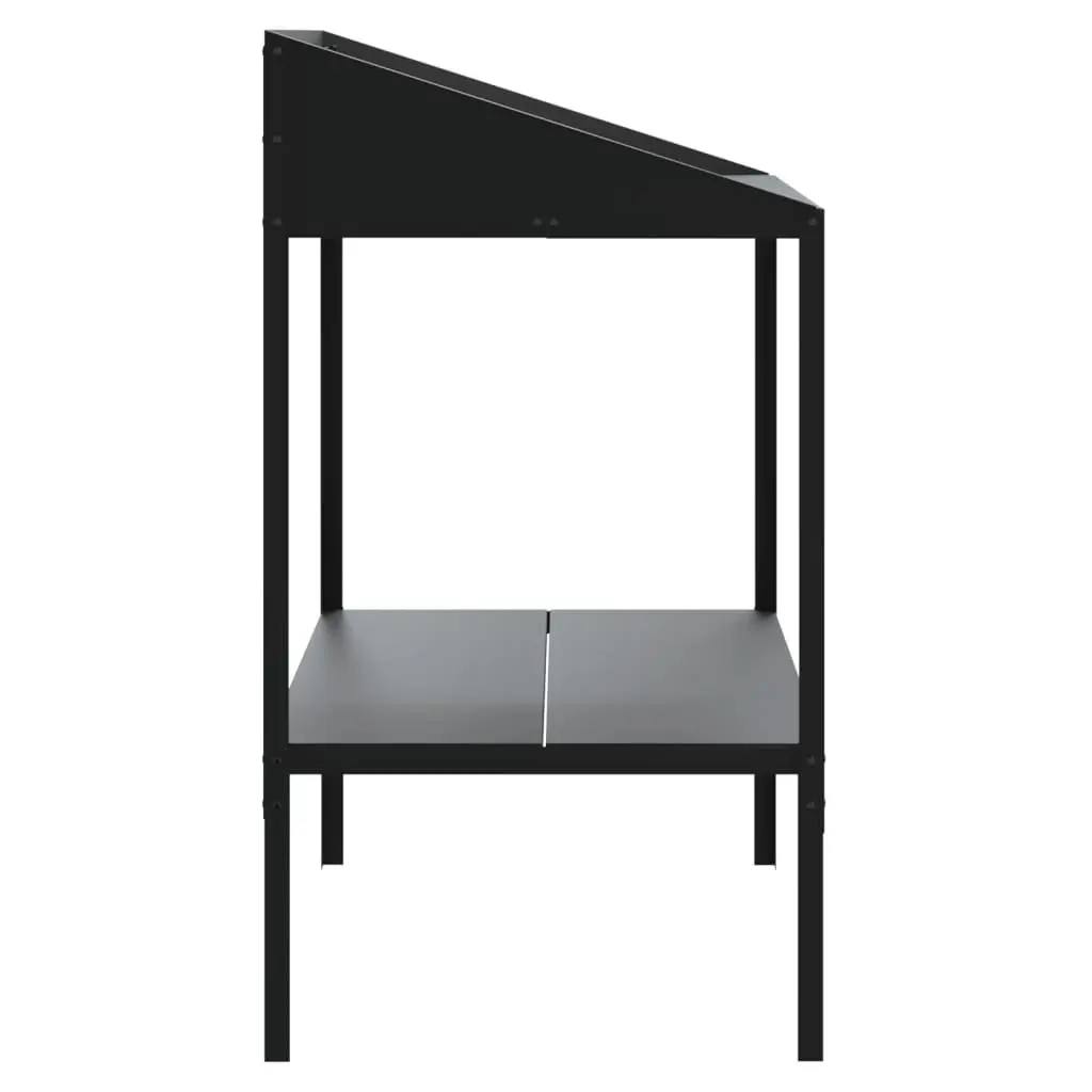 Plant Stand Anthracite 2 Tier Metal Flower Display Shelf Indoor Outdoor Garden