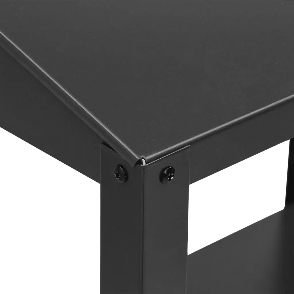 Plant Stand Anthracite 2 Tier Metal Flower Display Shelf Indoor Outdoor Garden