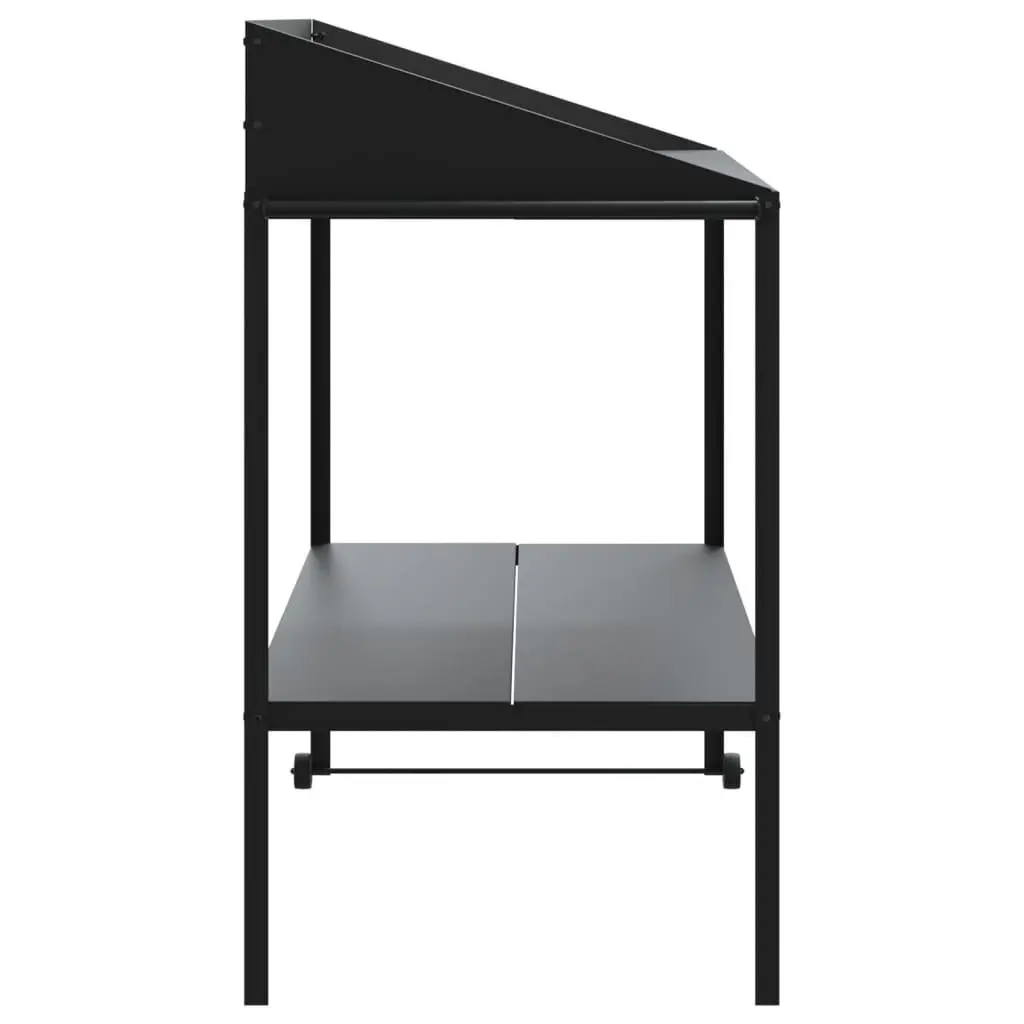 Plant Stand Indoor Outdoor Two Tier 100x54.5x100cm Galvanised Steel Wheels Side Handle