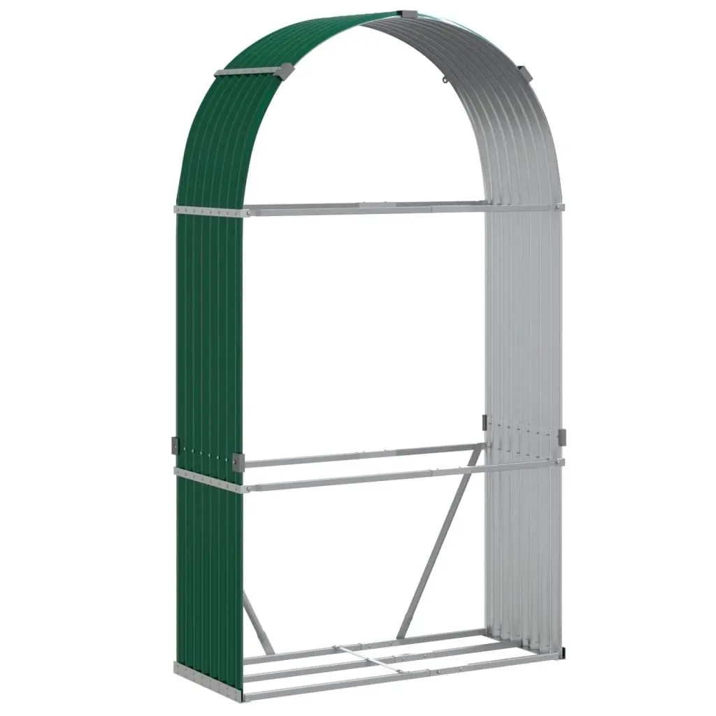 Log Holder Outdoor Green Galvanised Steel 120W x 45D x 210H cm