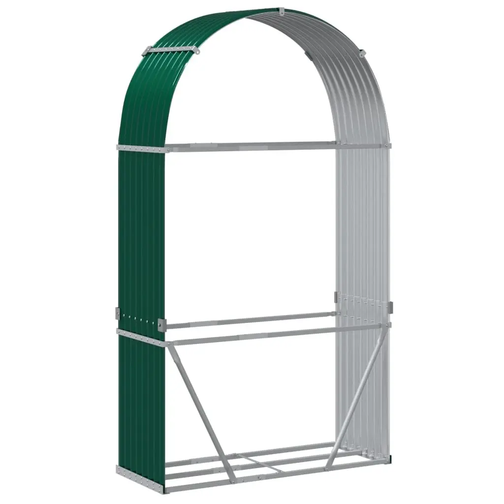 Log Holder Outdoor Green Galvanised Steel 120W x 45D x 210H cm