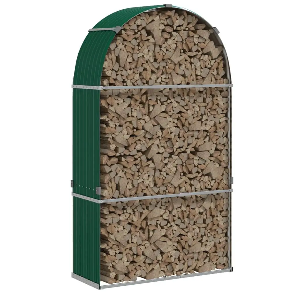 Log Holder Outdoor Green Galvanised Steel 120W x 45D x 210H cm