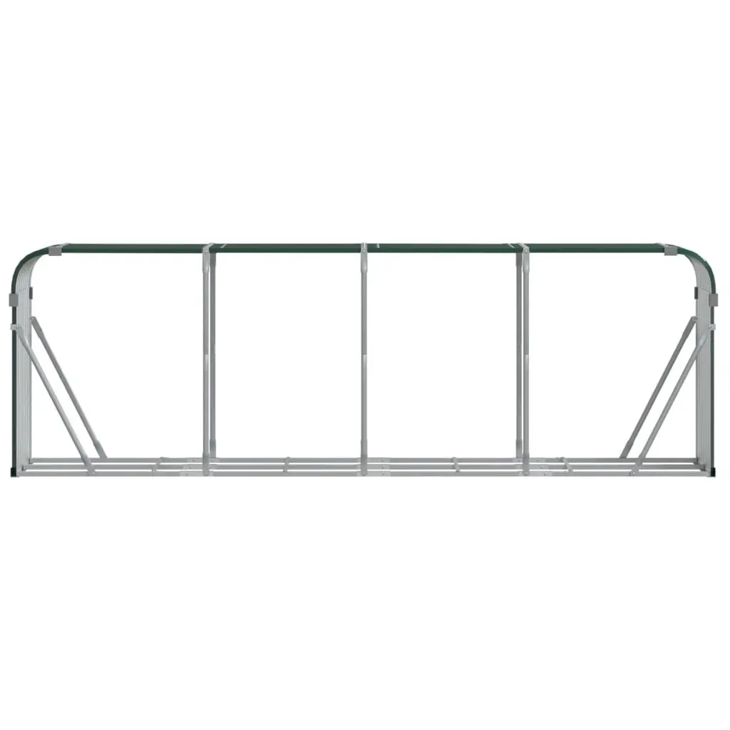 Galvanised Steel Log Holder for Firewood Storage Indoor Outdoor Green 300x45x100cm