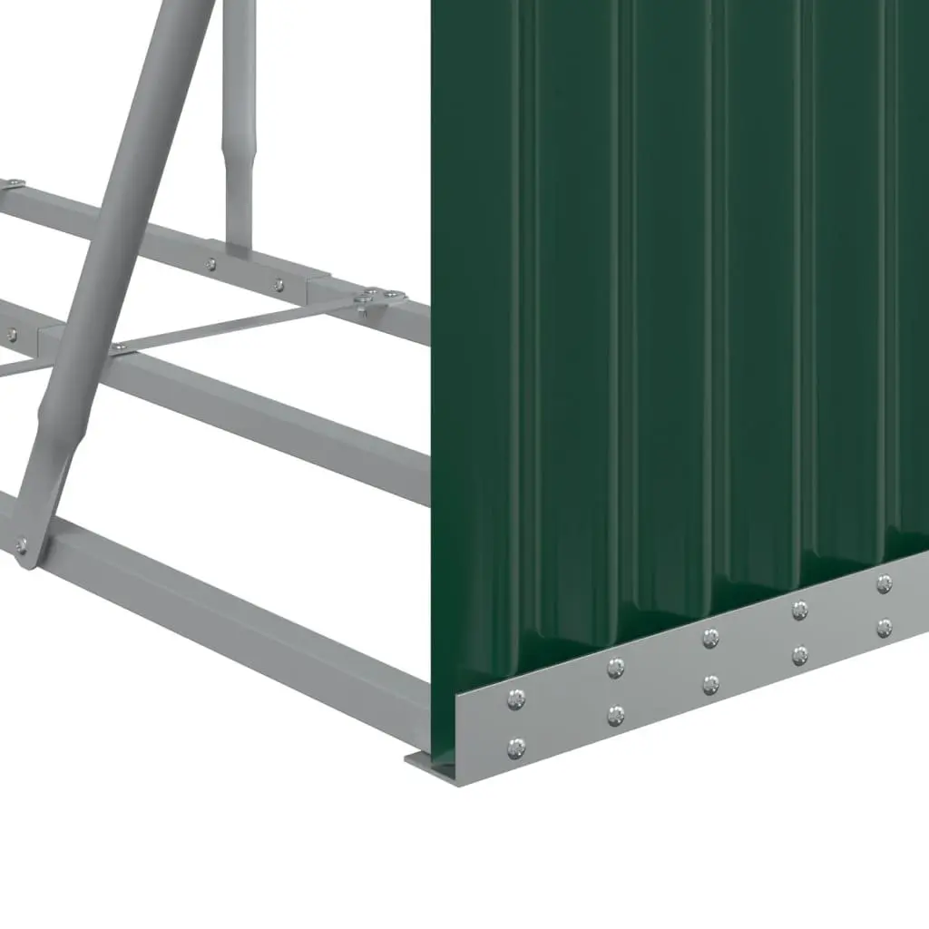Galvanised Steel Log Holder for Firewood Storage Indoor Outdoor Green 300x45x100cm