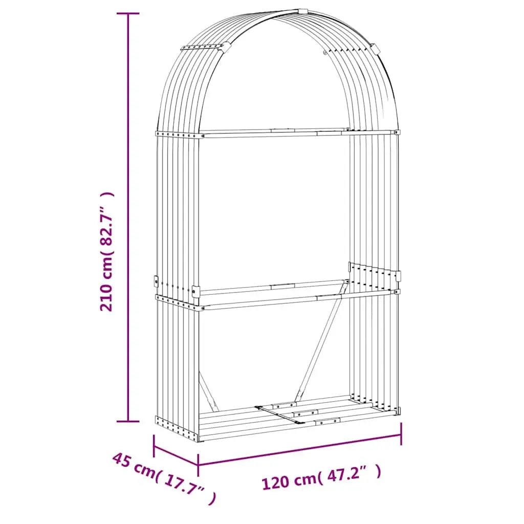 Log Holder Outdoor Wood Storage 120x45x210cm Grey