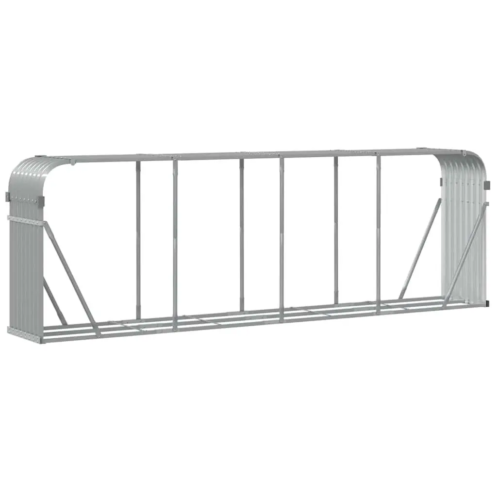 Log Holder Rack for Outdoor Use Light Grey 300x45x100cm Galvanised Steel Firewood Storage Stand