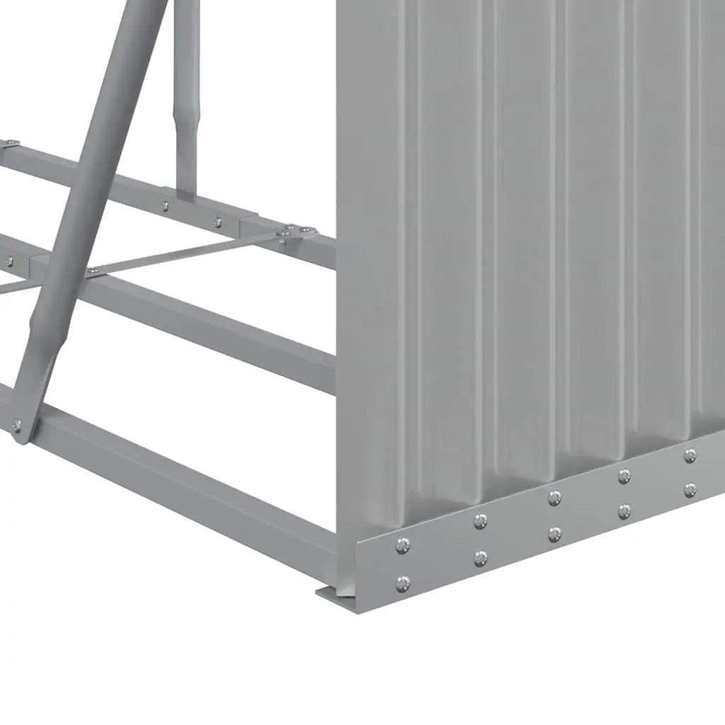 Log Holder Rack for Outdoor Use Light Grey 300x45x100cm Galvanised Steel Firewood Storage Stand