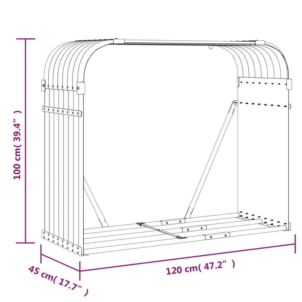 Log Holder Indoor Outdoor Anthracite Galvanised Steel 120 x 45 x 100 cm