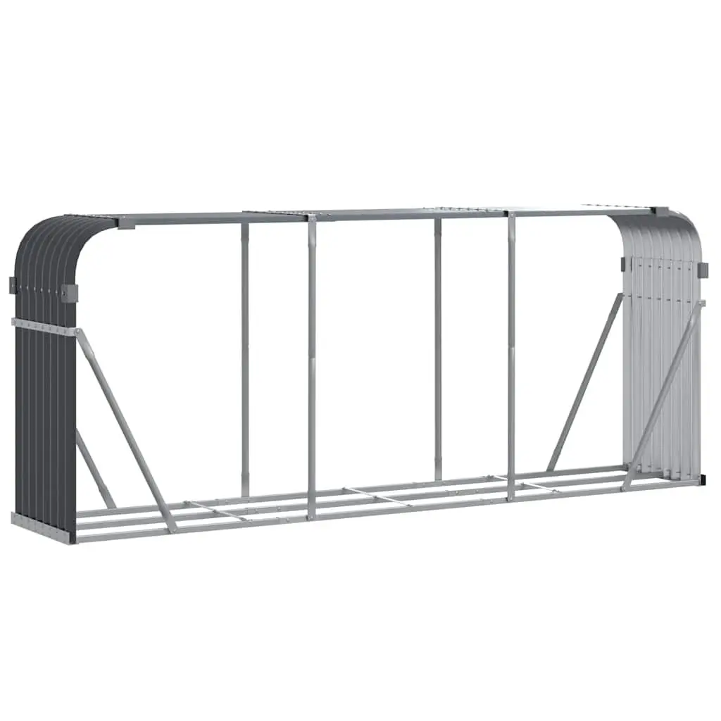 Log Holder Anthracite Galvanised Steel Fireplace Wood Storage Rack 234x45x100cm