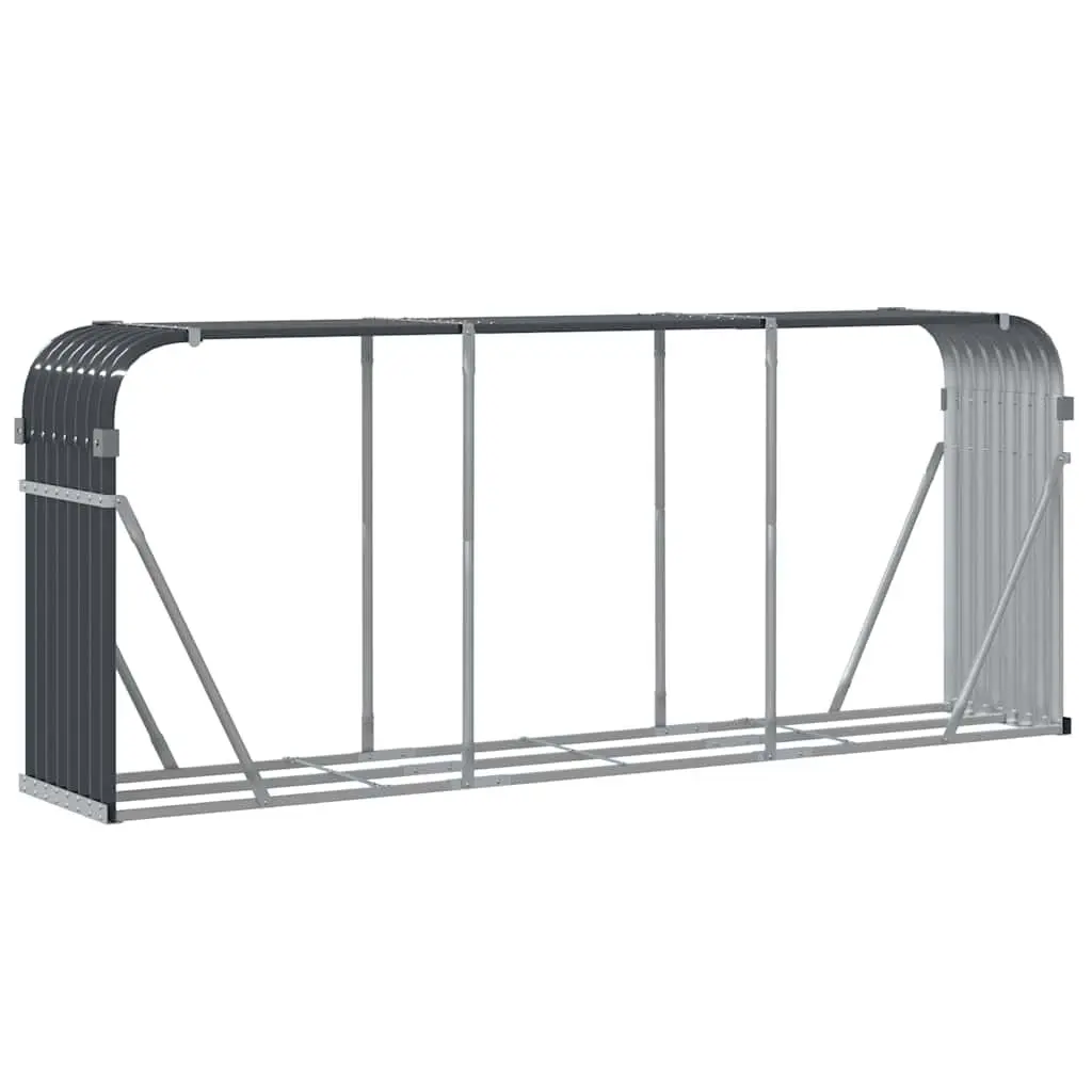 Log Holder Anthracite Galvanised Steel Fireplace Wood Storage Rack 234x45x100cm