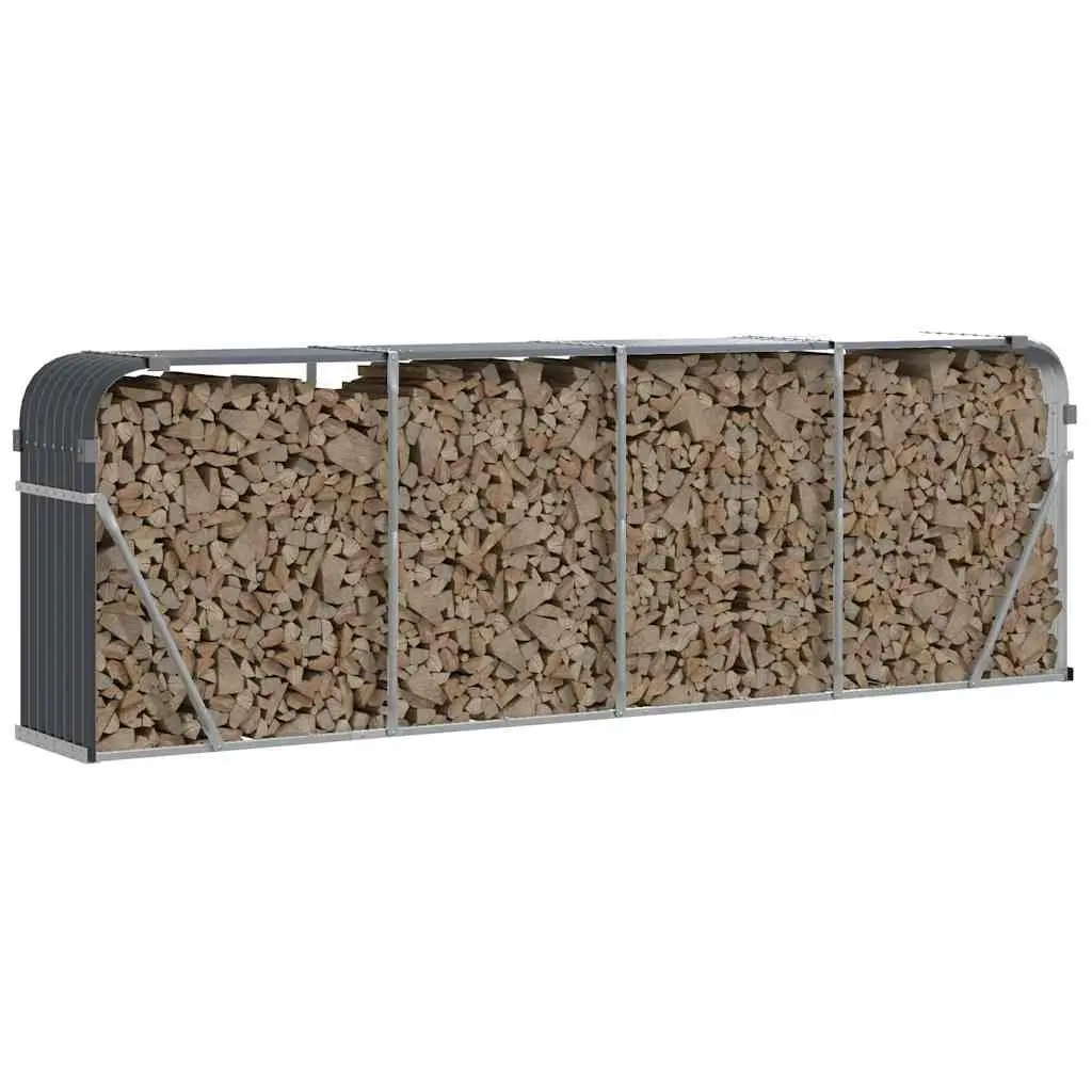 Log Holder Outdoor Wall Mount Anthracite Galvanised Steel 300 x 45 x 100 cm