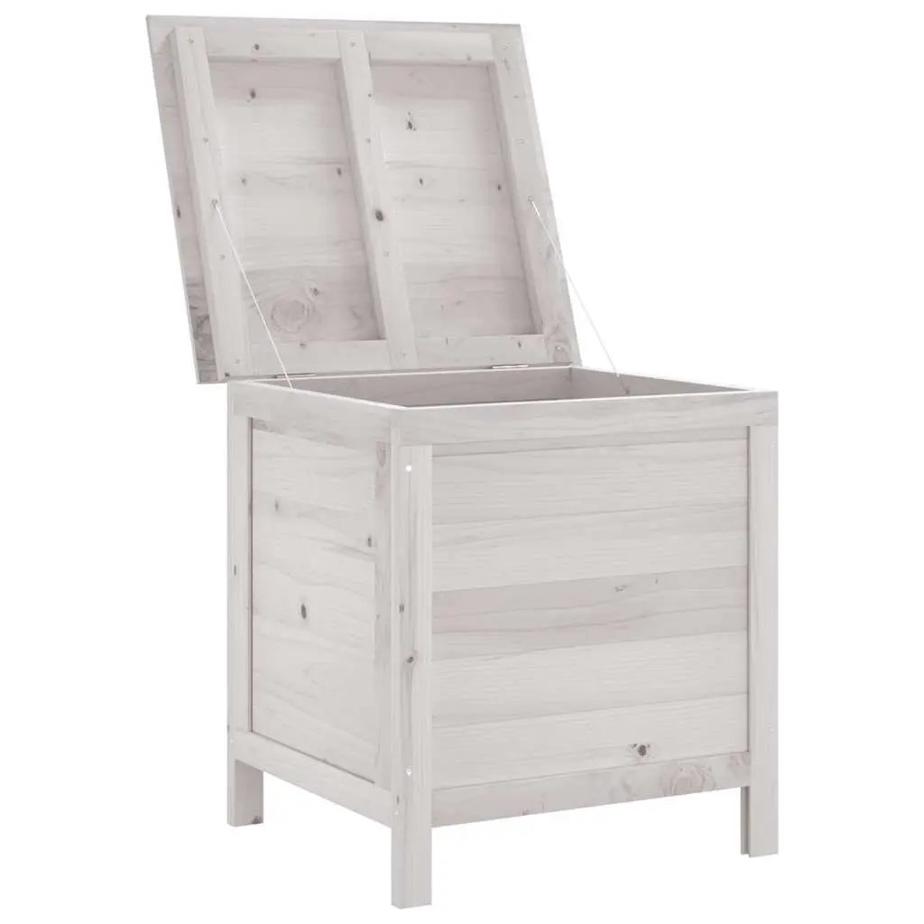 Garden Storage Box White Outdoor Solid Wood Furniture 50 x 49 x 56.5 cm