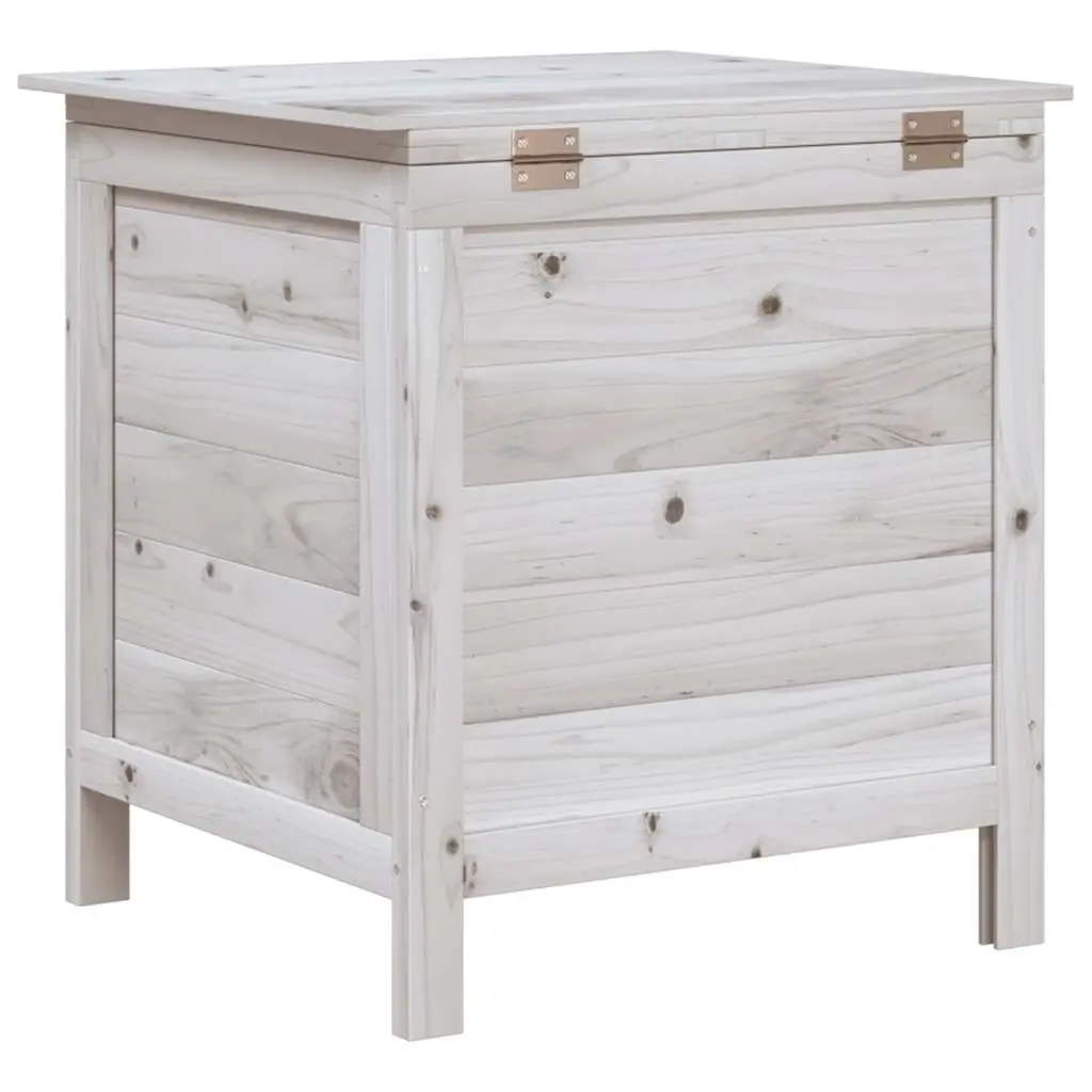 Garden Storage Box White Outdoor Solid Wood Furniture 50 x 49 x 56.5 cm