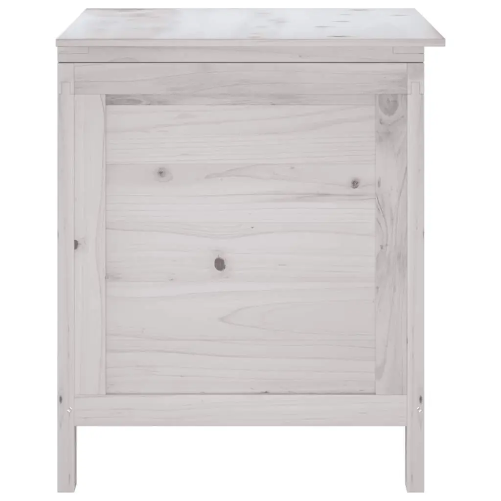 Garden Storage Box White Outdoor Solid Wood Furniture 50 x 49 x 56.5 cm