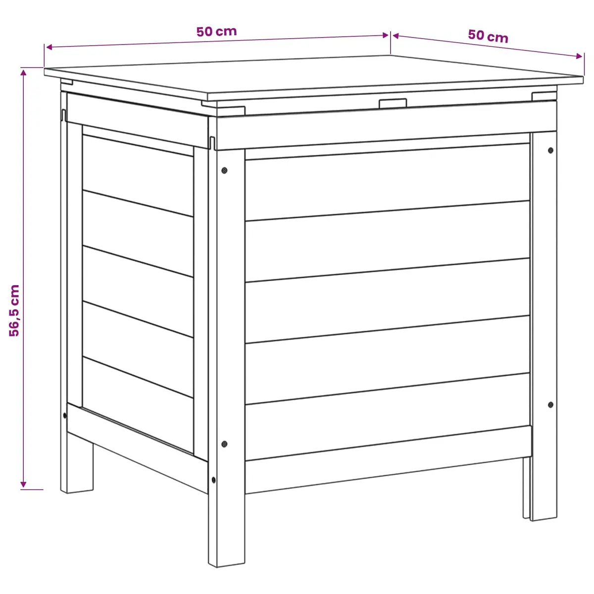 Garden Storage Box White Outdoor Solid Wood Furniture 50 x 49 x 56.5 cm