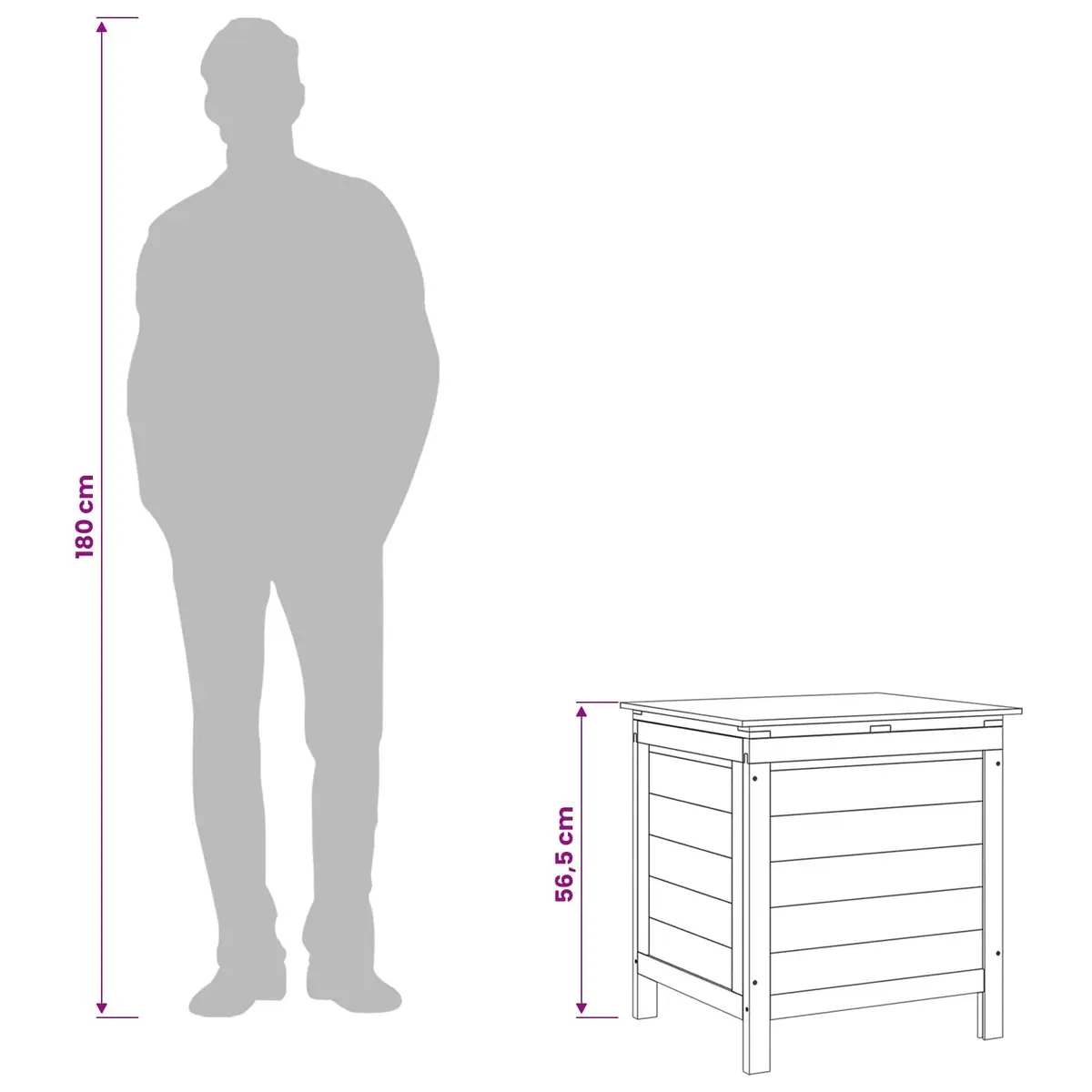 Garden Storage Box White Outdoor Solid Wood Furniture 50 x 49 x 56.5 cm