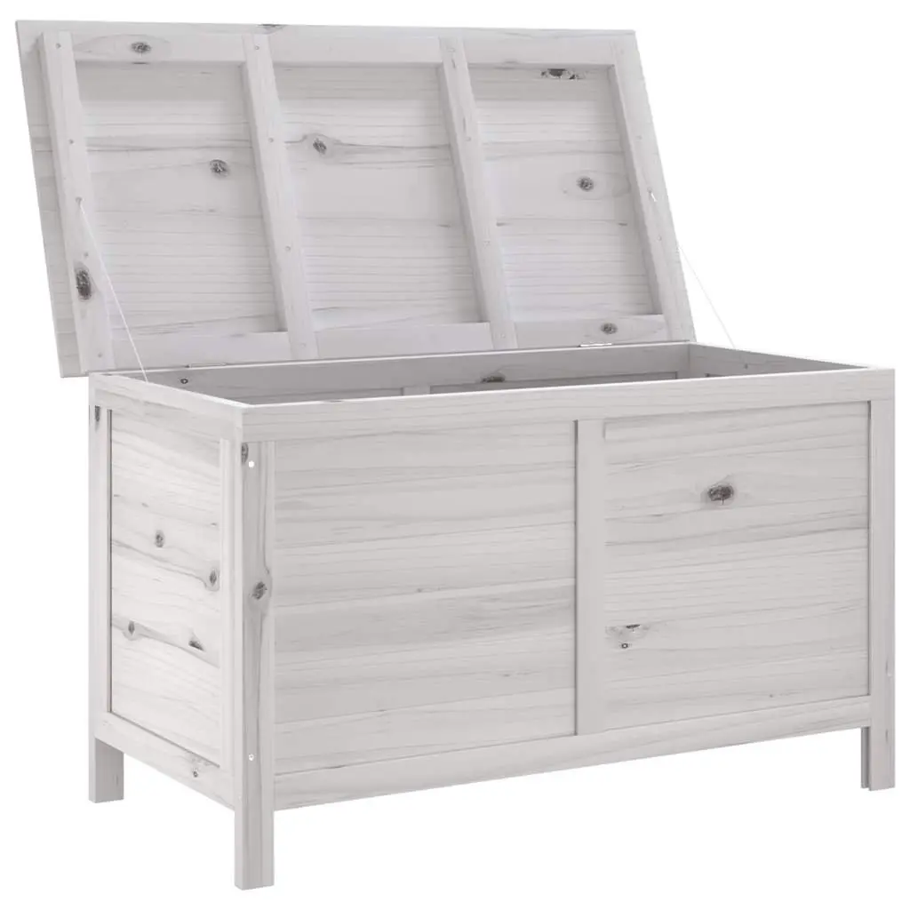 Outdoor Storage Box White Garden Furniture Cushion Container Solid Wood
