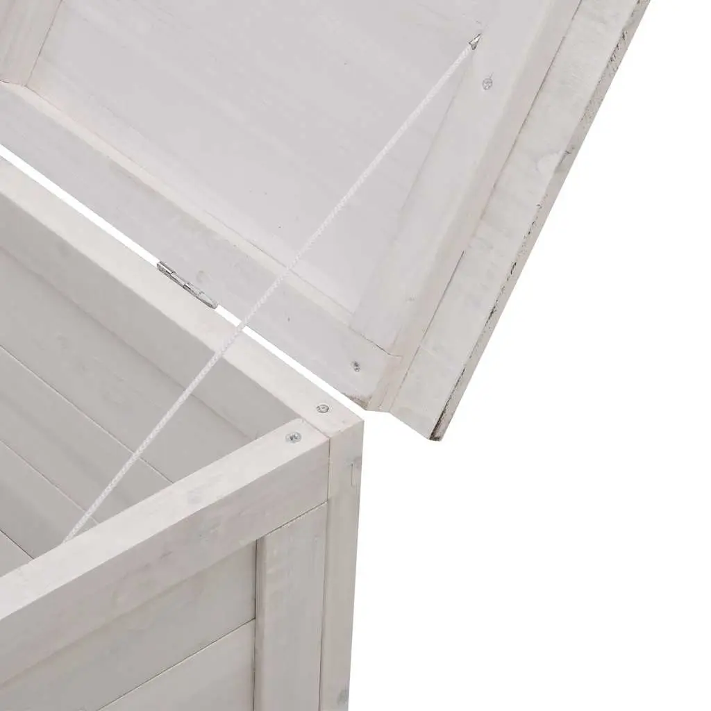 Outdoor Storage Box White Garden Furniture Cushion Container Solid Wood