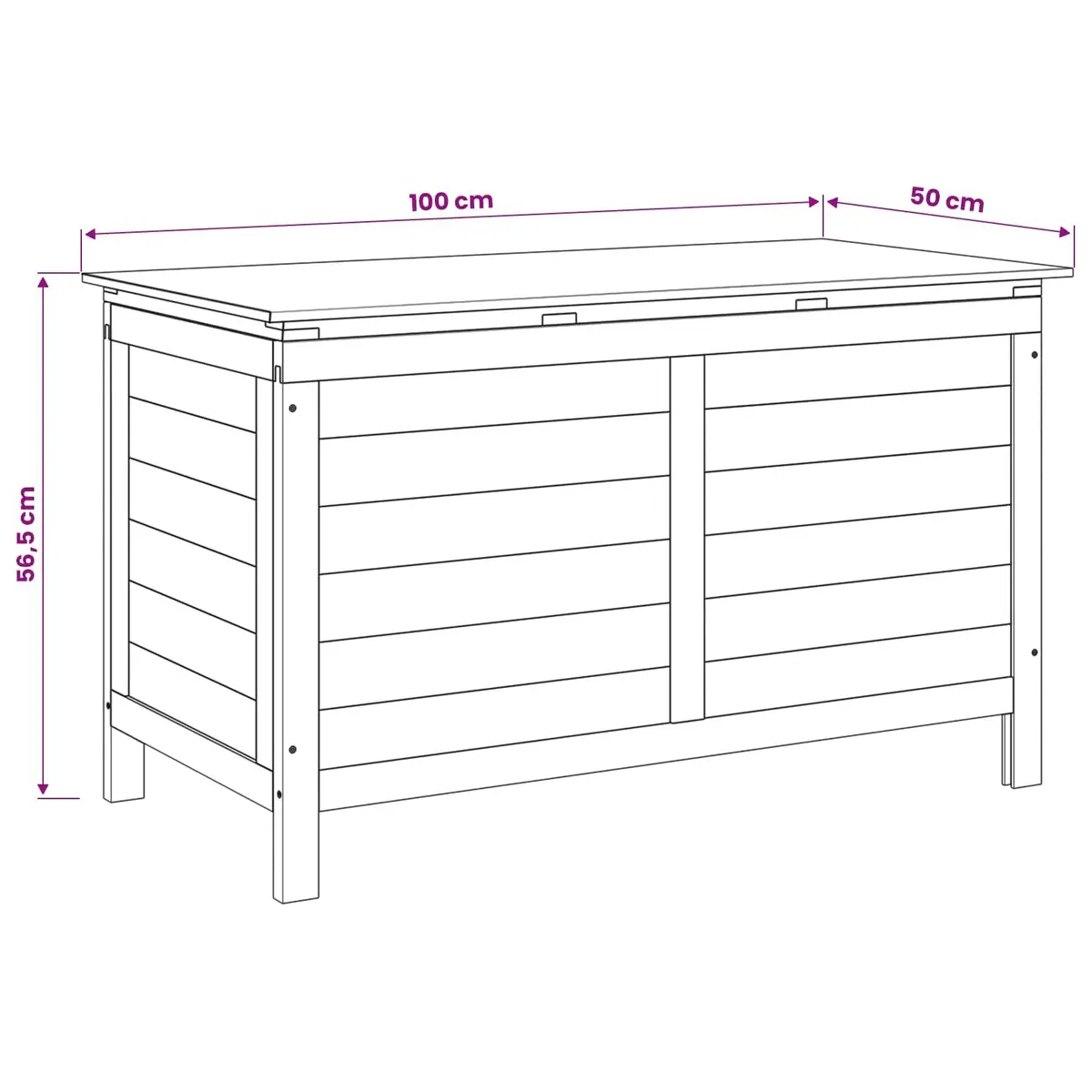 Outdoor Storage Box White Garden Furniture Cushion Container Solid Wood