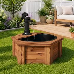 Wooden Water Fountain with Electric Pump, 57 x 57 x 53 cm