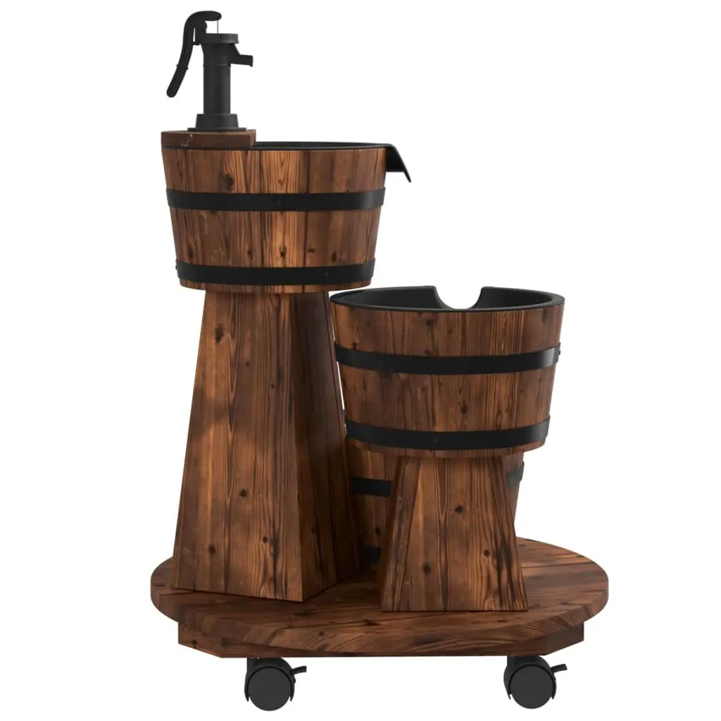 Wood Water Fountain Outdoor Garden Patio Backyard 55 x 55 x 80 cm