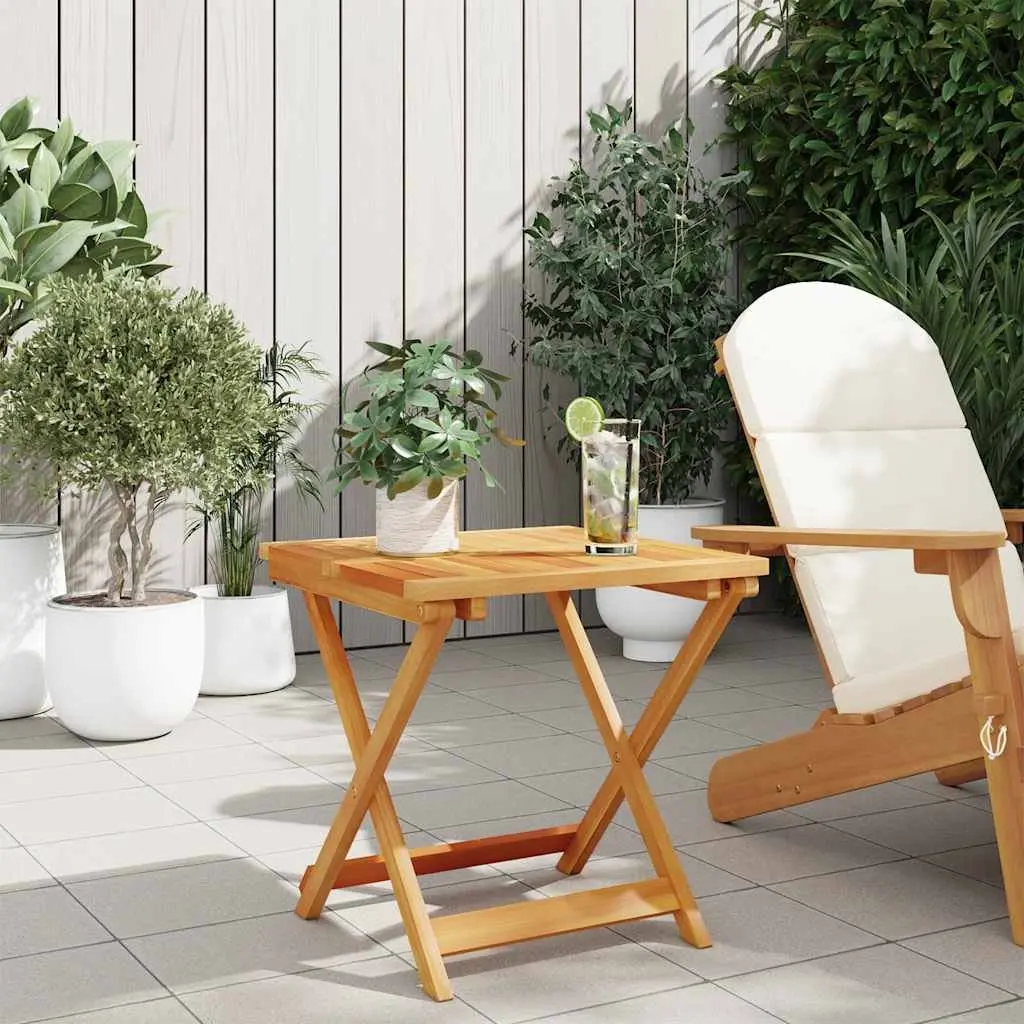 Acacia Wood Folding Table Outdoor Use 50x50x50 cm Brown Garden Patio Furniture