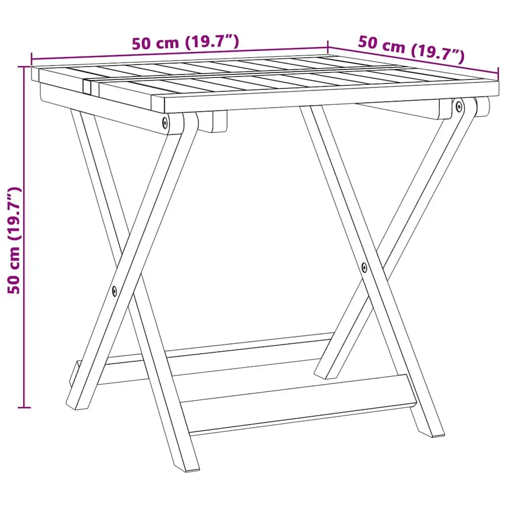 Acacia Wood Folding Table Outdoor Use 50x50x50 cm Brown Garden Patio Furniture