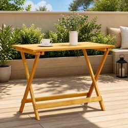 Folding Garden Table Dimensions: 90x52.5x65cm in Acacia