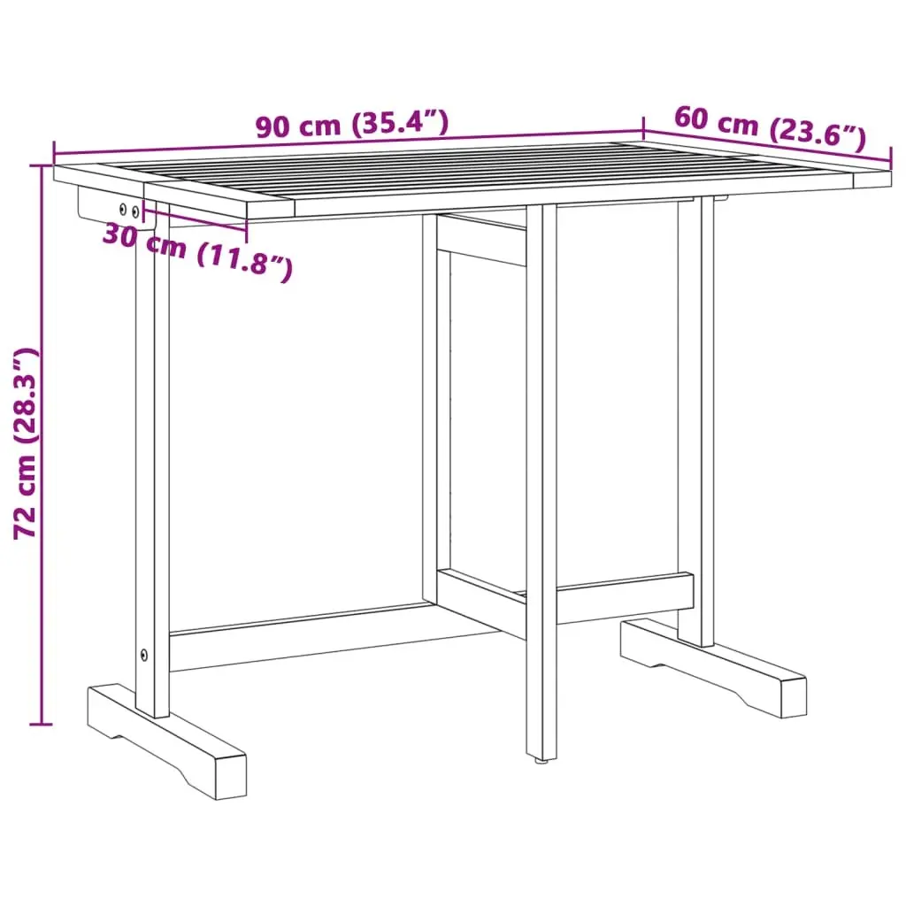 Folding Balcony Table 90x60x72cm Outdoor Garden Patio Bistro Brown Wood