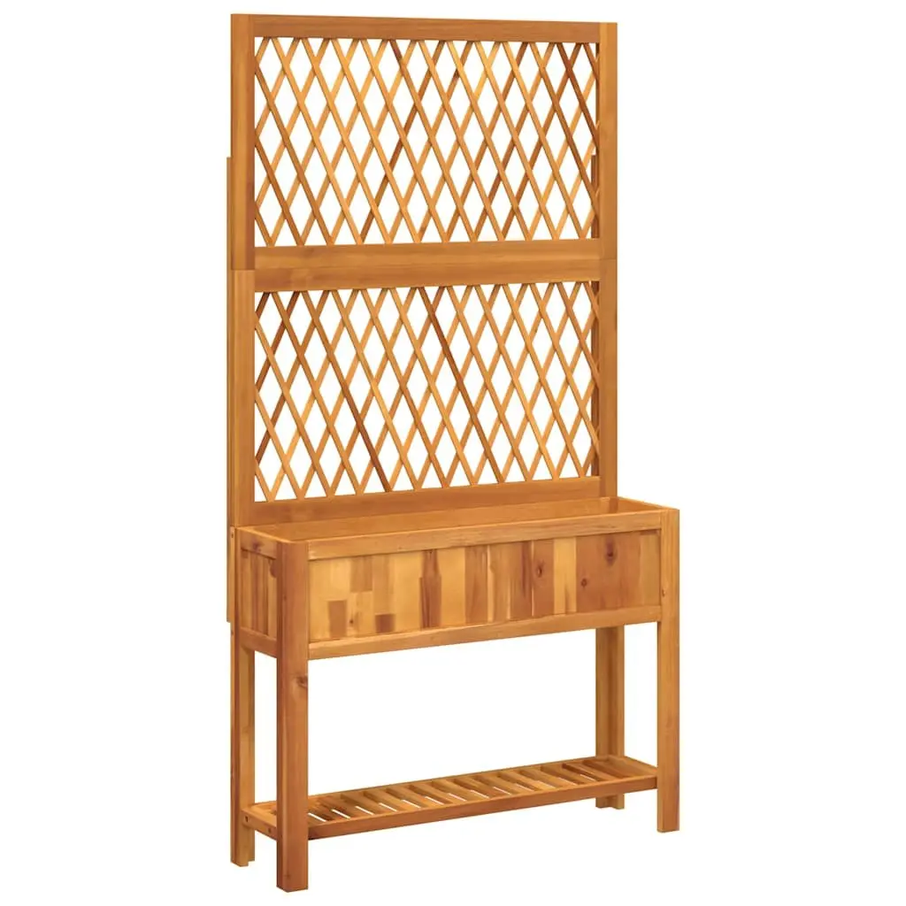 Wooden Planter with Trellis Shelf Garden Patio Outdoor Standing Tall Acacia