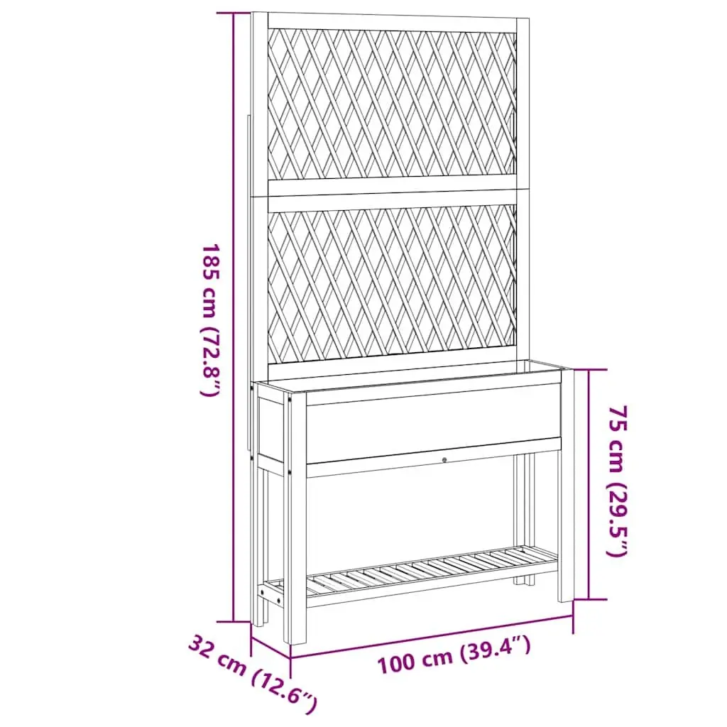 Wooden Planter with Trellis Shelf Garden Patio Outdoor Standing Tall Acacia