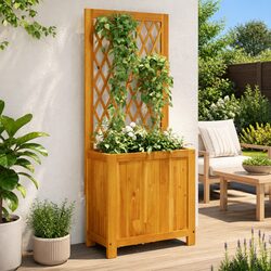 Wooden Planter with Trellis for Climbing Plants Garden Patio Outdoor